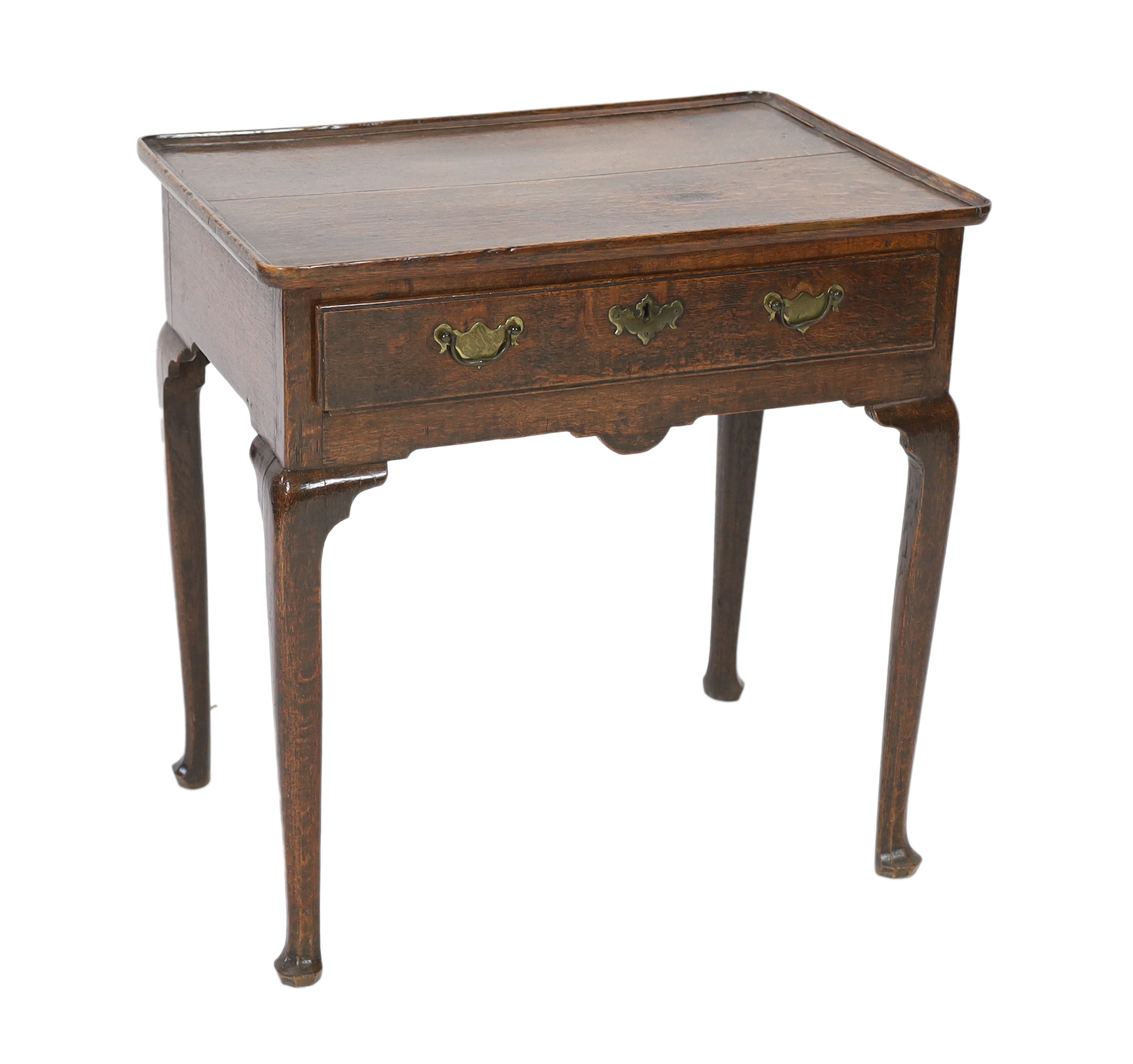 A George II oak side table, c.1750, width 71cm, depth 48cm, height 72cm